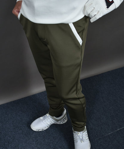 人気No1！新色カーキー入荷　ポンチ素材アンクル丈テーパードゴルフパンツ(CG-25010)