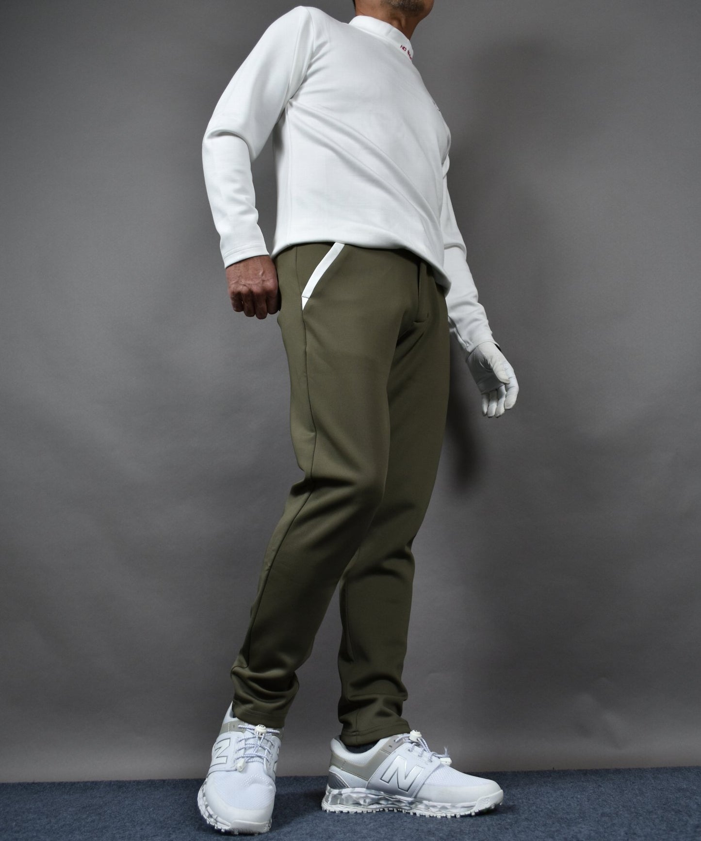 人気No1！新色カーキー入荷　ポンチ素材アンクル丈テーパードゴルフパンツ(CG-25010)