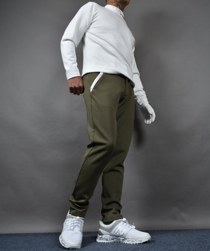 人気No1！新色カーキー入荷　ポンチ素材アンクル丈テーパードゴルフパンツ(CG-25010)