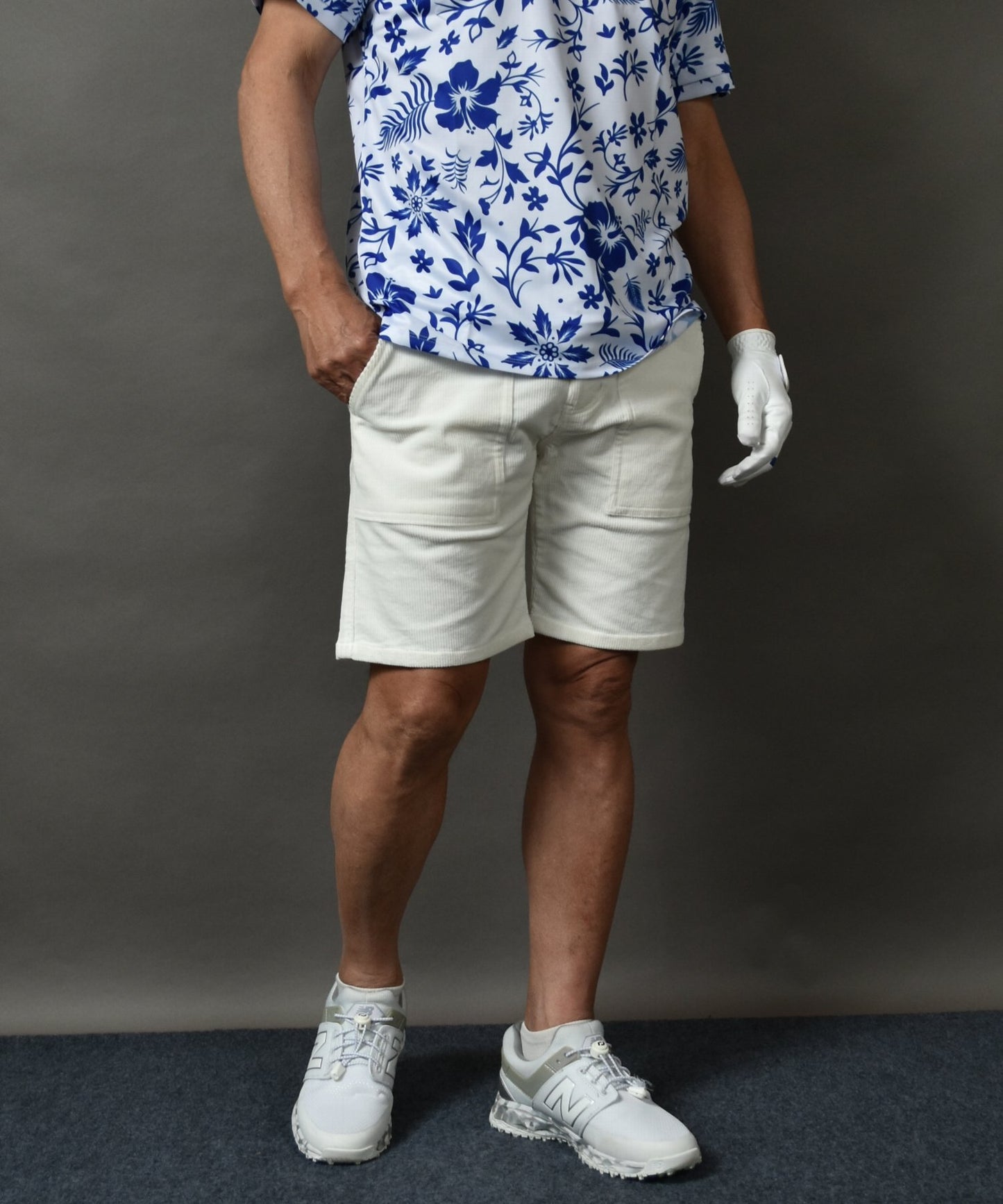 絶妙な膝上丈がカッコいい！ストレッチ コーデュロイゴルフショートパンツ(CG-S24001)