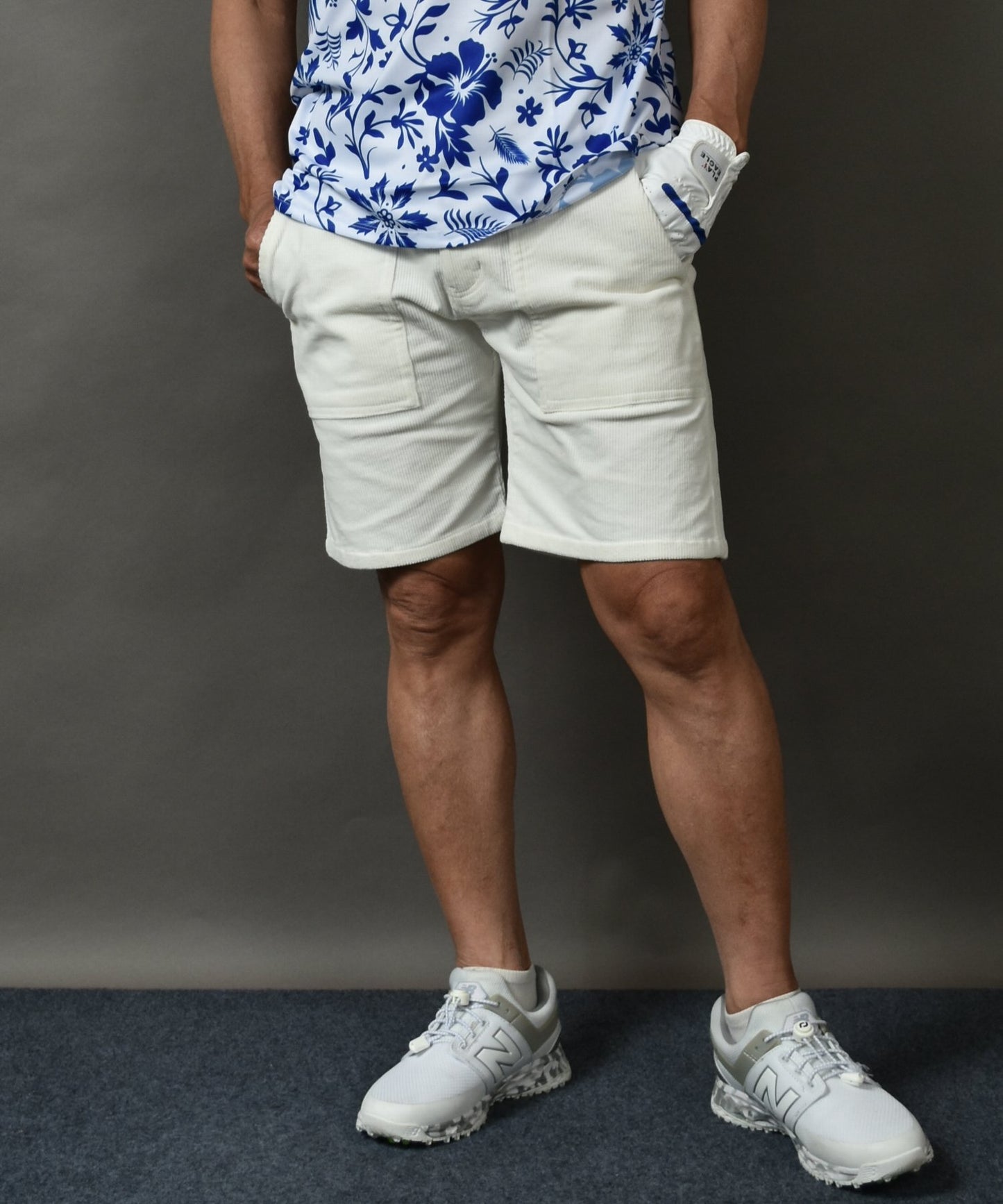 絶妙な膝上丈がカッコいい！ストレッチ コーデュロイゴルフショートパンツ(CG-S24001)