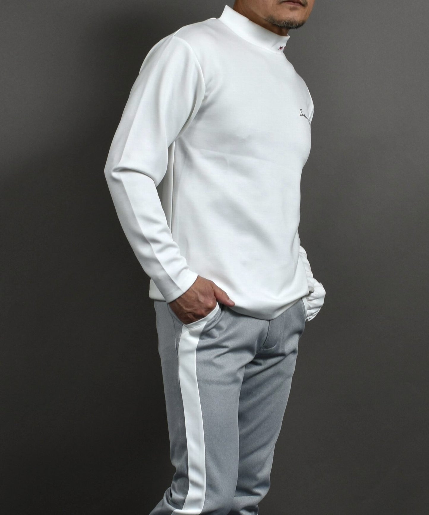 やわらかポンチ素材長袖モックネックゴルフシャツ(CG-ST4011)