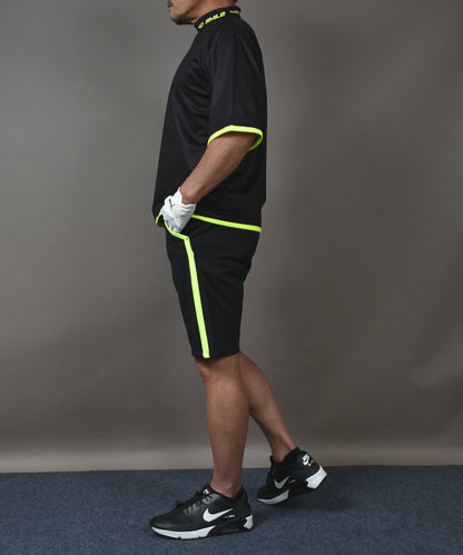 ボックスシルエット半袖モックネック&ショートパンツゴルフセットアップ(CG-SET505BK)