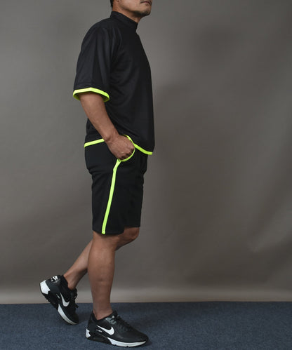 ボックスシルエット半袖モックネック&ショートパンツゴルフセットアップ(CG-SET505BK)