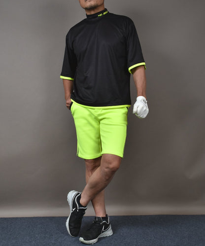 ボックスシルエット半袖モックネック&ショートパンツゴルフセットアップ(CG-SET505YE)