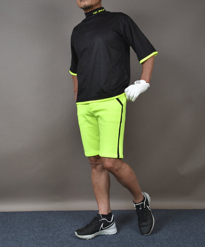 ボックスシルエット半袖モックネック&ショートパンツゴルフセットアップ(CG-SET505YE)