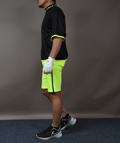 ボックスシルエット半袖モックネック&ショートパンツゴルフセットアップ(CG-SET505YE)