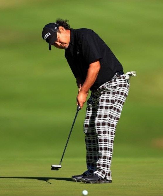 丈夫なカツラギストレッチ素材 美脚総柄ゴルフパンツ(CG-NF1702)