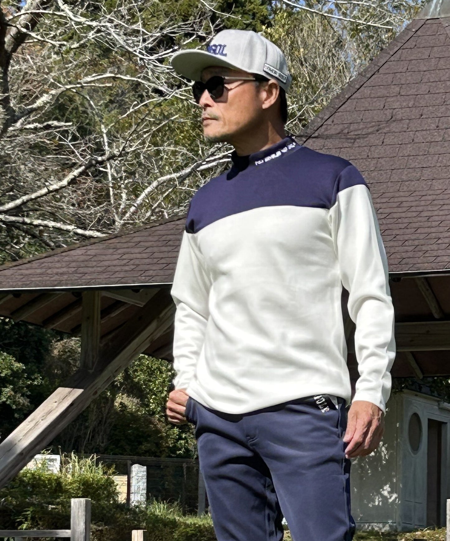 COMONGOLF 柔らかいポンチ素材 バイカラー モックネック 長袖ゴルフシャツ(CG-LT5011)