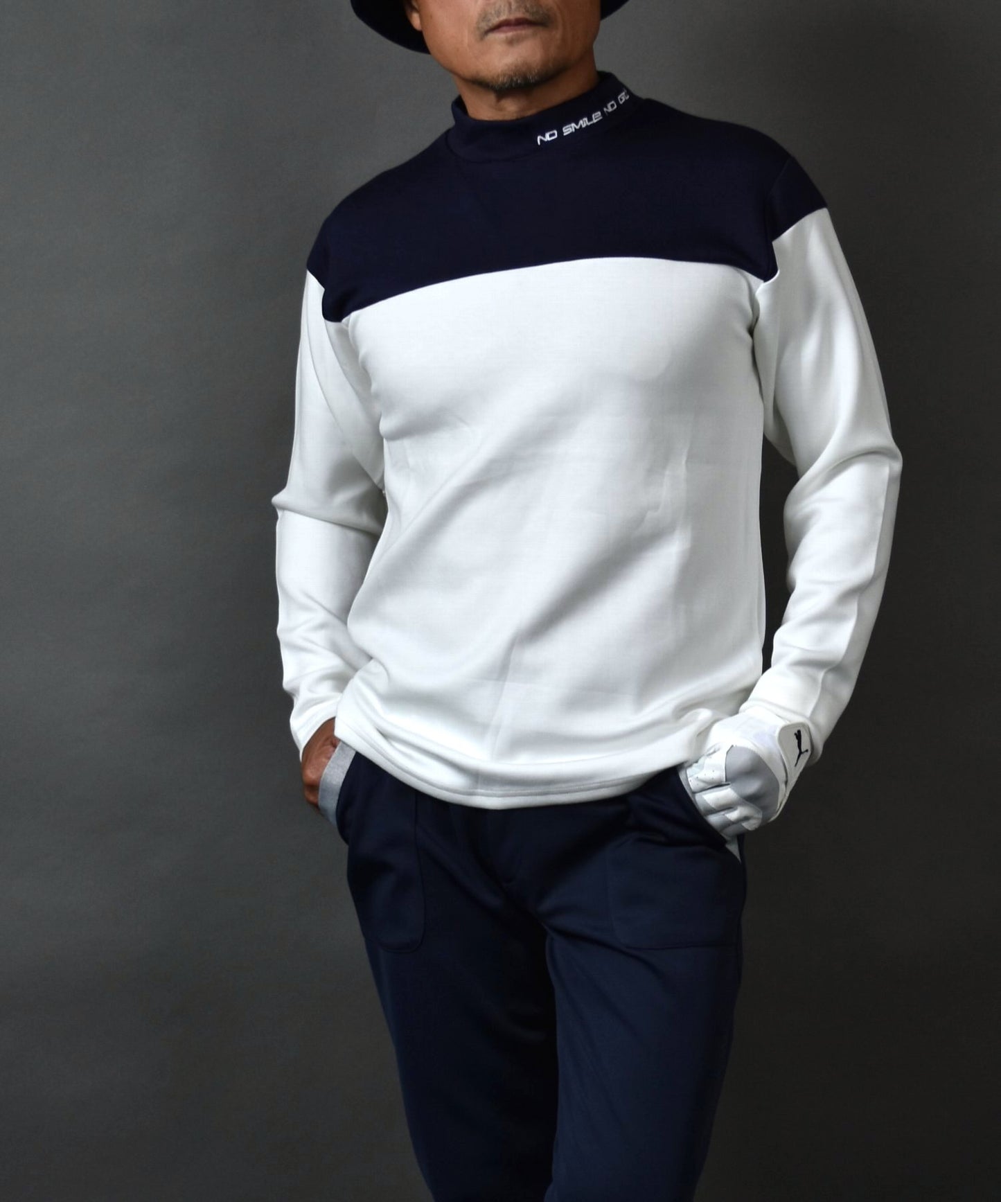 COMONGOLF 柔らかいポンチ素材 バイカラー モックネック 長袖ゴルフシャツ(CG-LT5011)