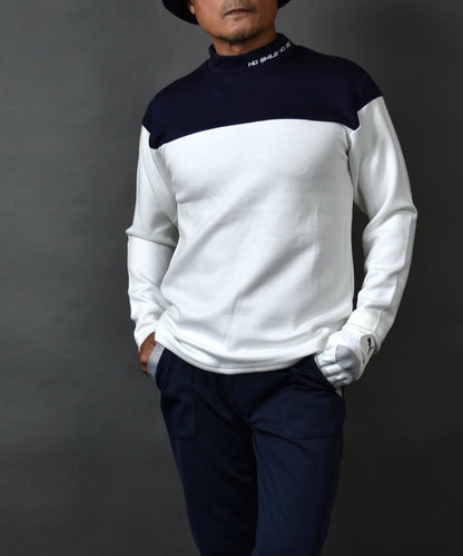 COMONGOLF 柔らかいポンチ素材 バイカラー モックネック 長袖ゴルフシャツ(CG-LT5011)