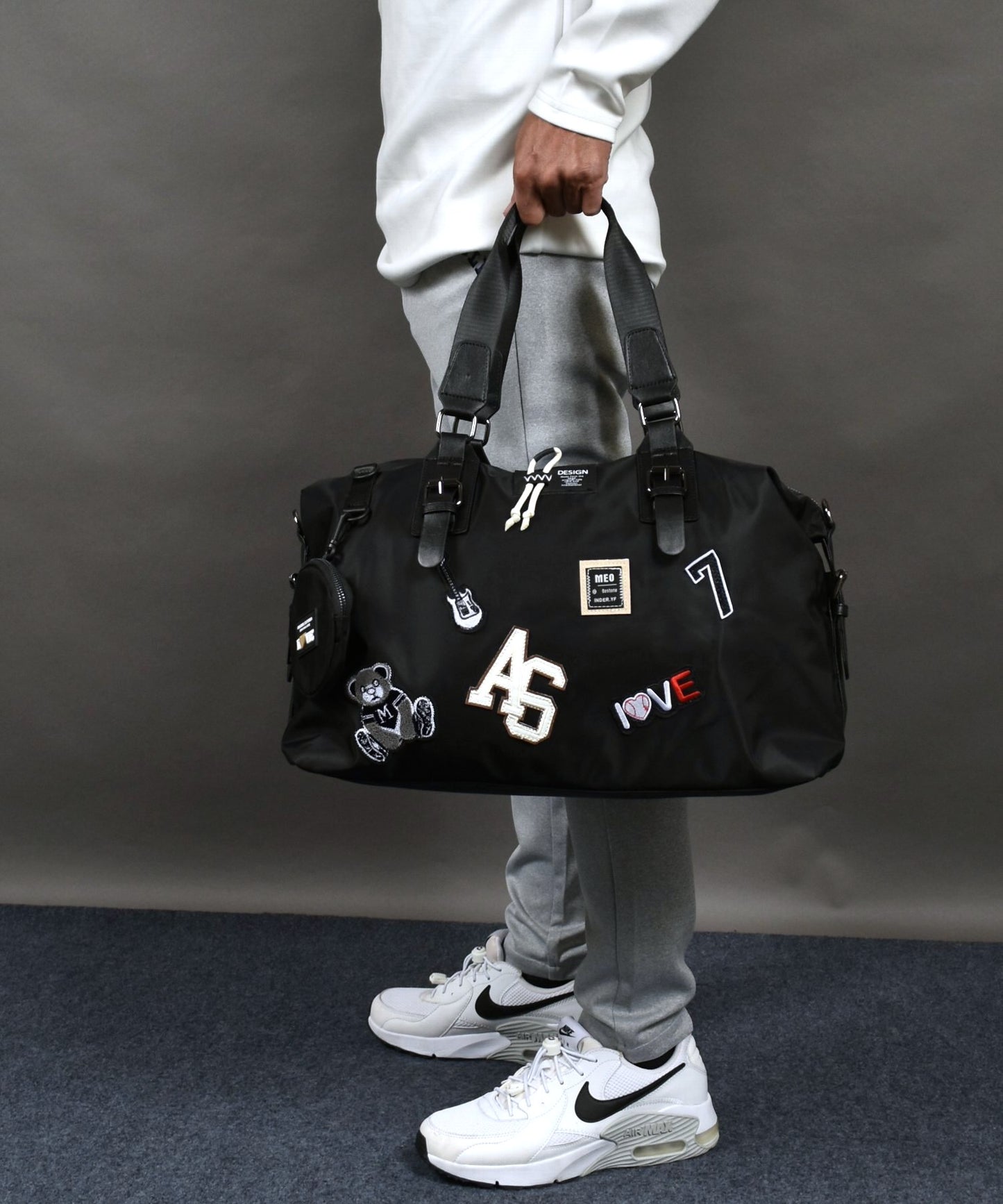 スーツケースに掛けられるワッペンデザインキャリーオン2WAYボストンバッグ(CG-AB51102)