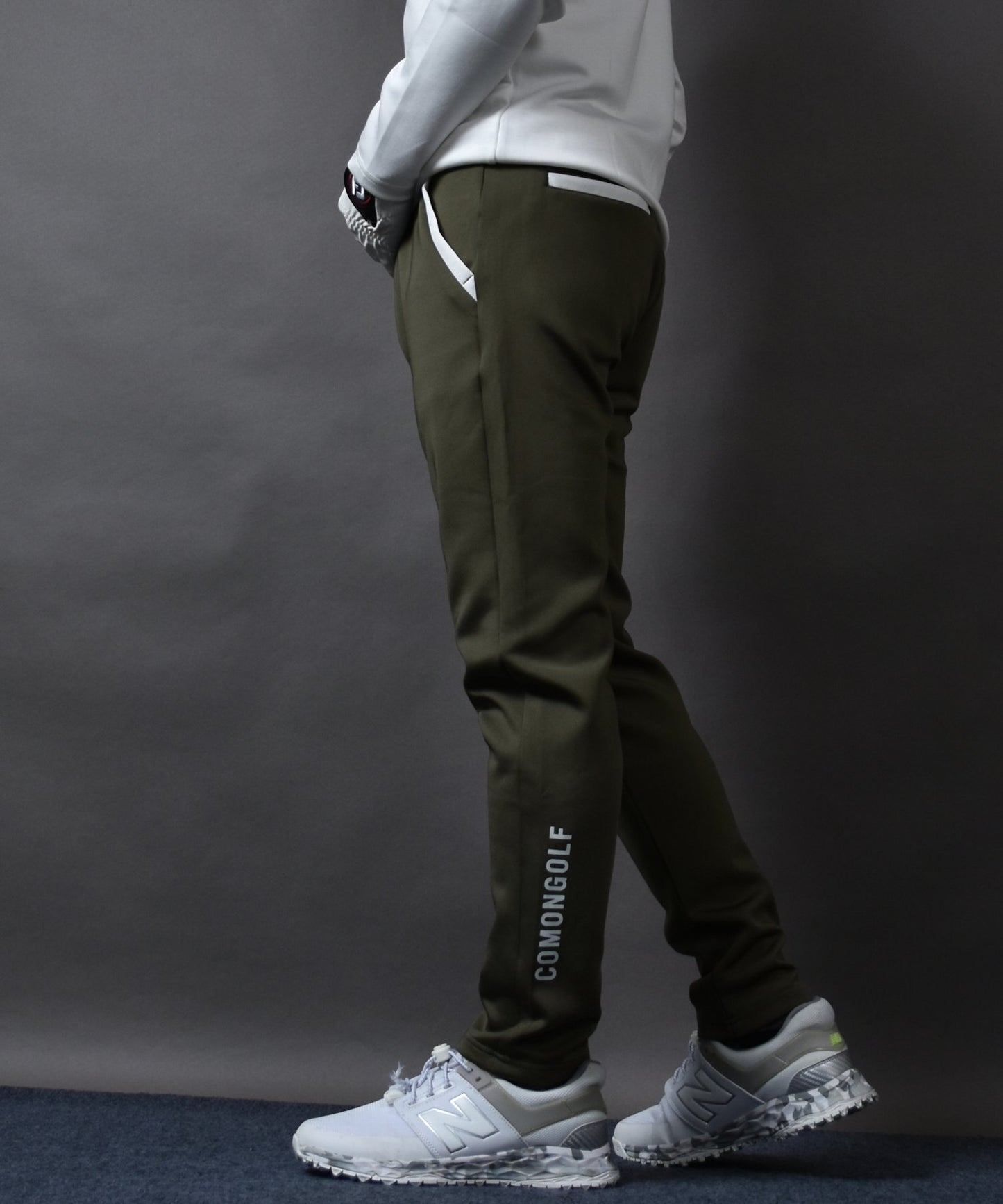 人気No1！新色カーキー入荷　ポンチ素材アンクル丈テーパードゴルフパンツ(CG-25010)