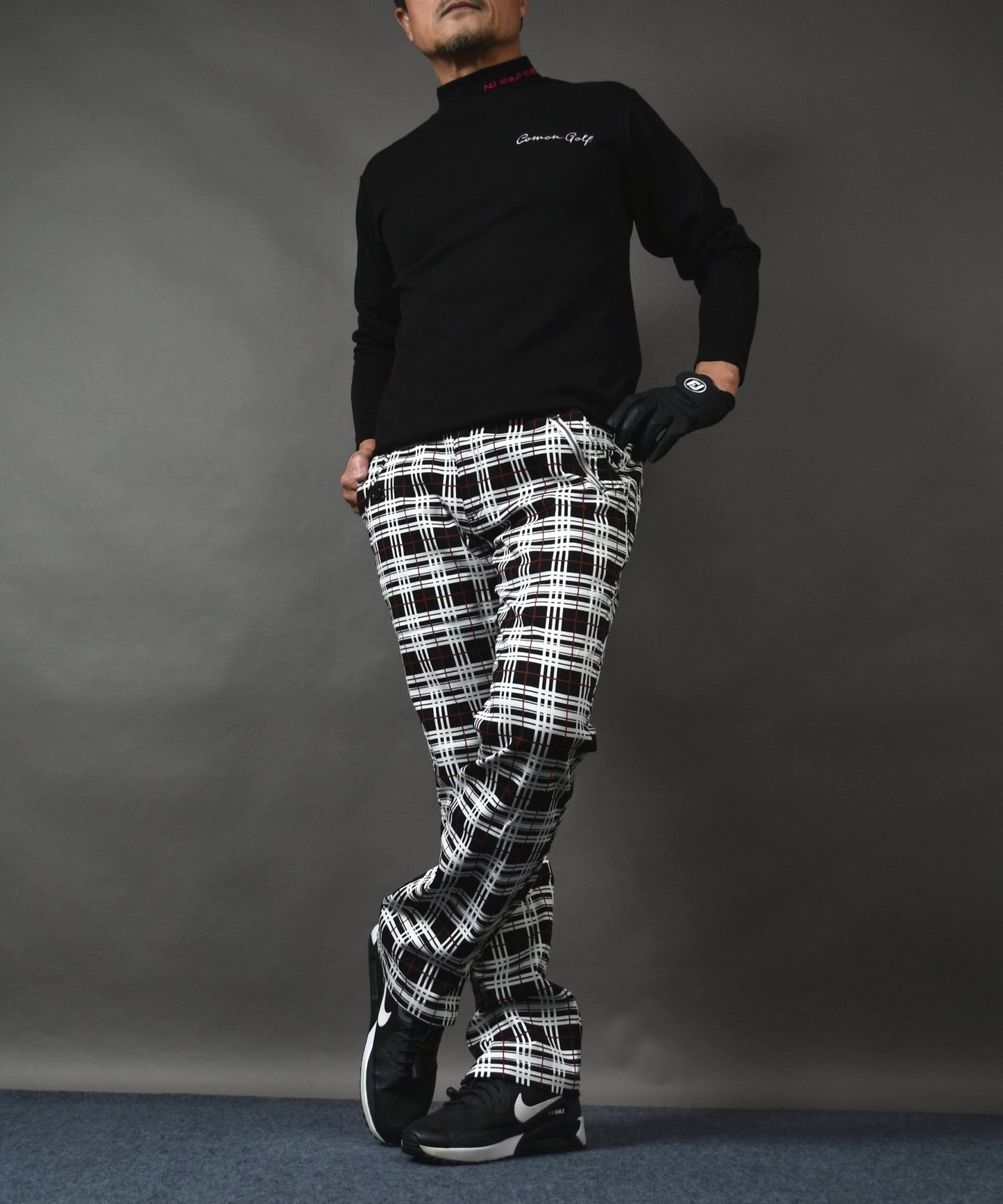 丈夫なカツラギストレッチ素材 美脚総柄ゴルフパンツ(CG-NF1702)