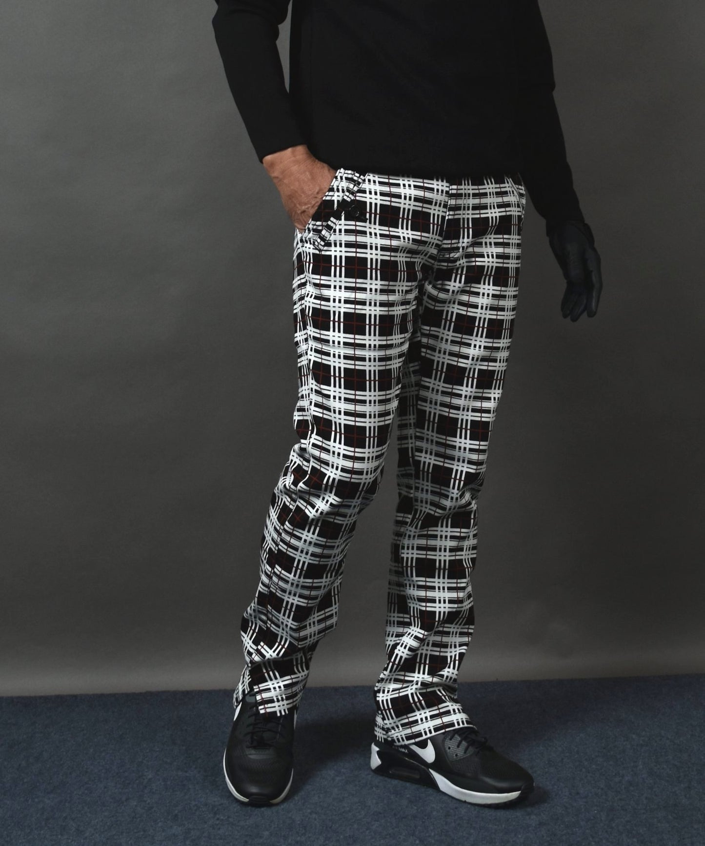 丈夫なカツラギストレッチ素材 美脚総柄ゴルフパンツ(CG-NF1702)