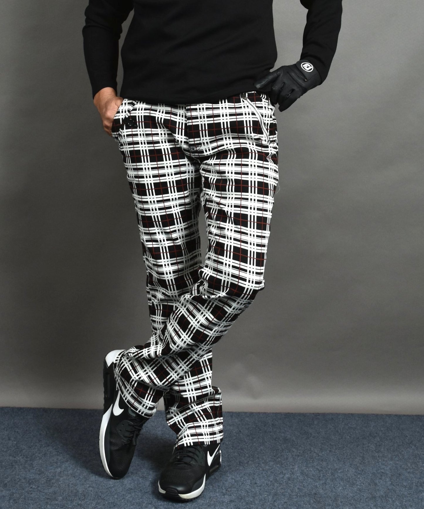 丈夫なカツラギストレッチ素材 美脚総柄ゴルフパンツ(CG-NF1702)