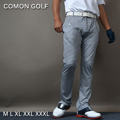 接触冷感 スーパーストレッチ 千鳥格子柄 スタイルアップ ゴルフパンツ(CG-25008)
