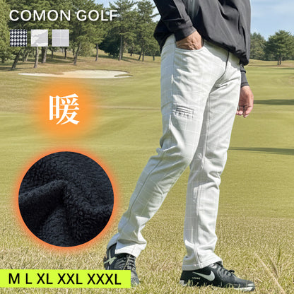 裏フリースボンディングウエストゴム入り総柄ゴルフパンツ(CG-A21033)