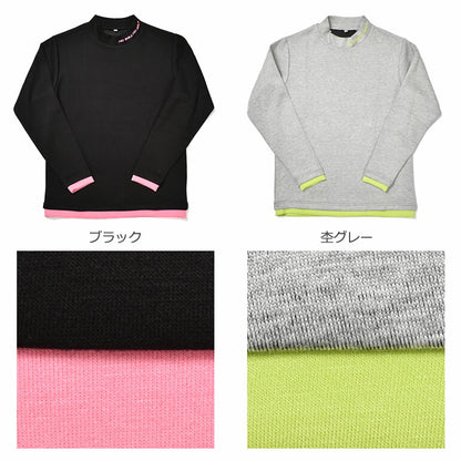 フェイクレイヤードネオンカラー切替エアーポンチ素材長袖モックネックゴルフシャツ(CG-LT4013)