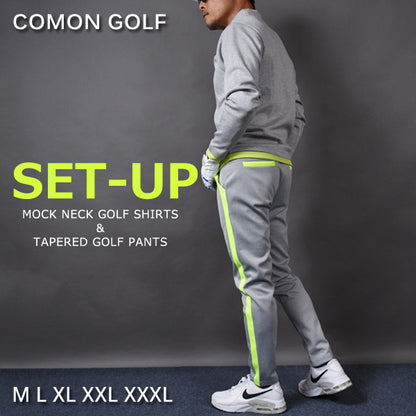 ポンチ素材 長袖モックネック&テーパードゴルフパンツ セットアップ(CG-SET4013C)