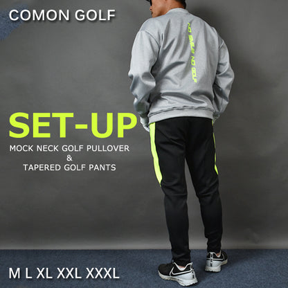 ポンチ素材バックロゴ入り長袖モックネック&テーパードゴルフパンツセットアップ(CG-SET4019A)