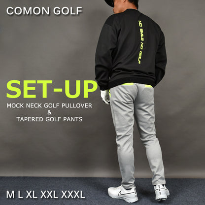 ポンチ素材バックロゴ入り長袖モックネック&テーパードゴルフパンツセットアップ(CG-SET4019C)
