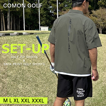 ビッグシルエット半袖ハーフZIPシャツ&ショートパンツゴルフセットアップ(CG-SET402C)
