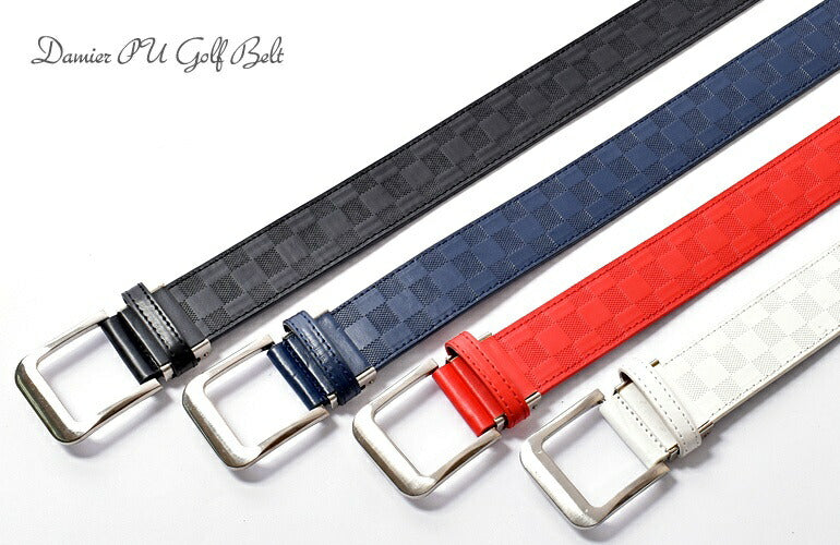 お得なアウトレット！ 合成皮革 PUレザー  シャドウチェックサイズ調整可能 ゴルフベルト(if-bt1723h)