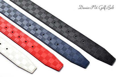 お得なアウトレット！ 合成皮革 PUレザー  シャドウチェックサイズ調整可能 ゴルフベルト(if-bt1723h)