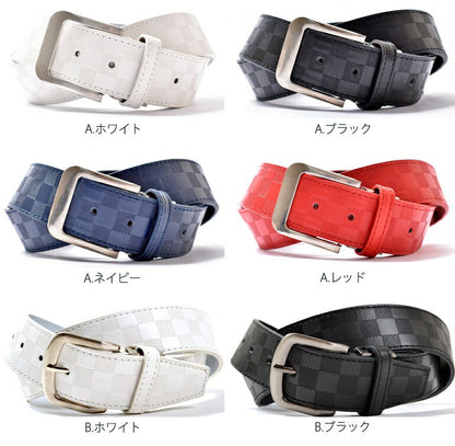 お得なアウトレット！ 合成皮革 PUレザー  シャドウチェックサイズ調整可能 ゴルフベルト(if-bt1723h)