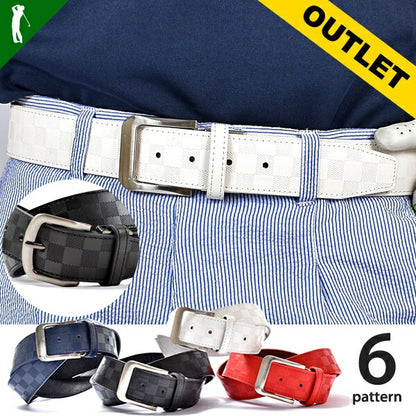 お得なアウトレット！ 合成皮革 PUレザー  シャドウチェックサイズ調整可能 ゴルフベルト(if-bt1723h)