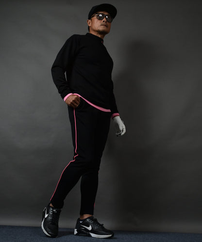 ポンチ素材 長袖モックネック&テーパードゴルフパンツ セットアップ(CG-SET4013D)