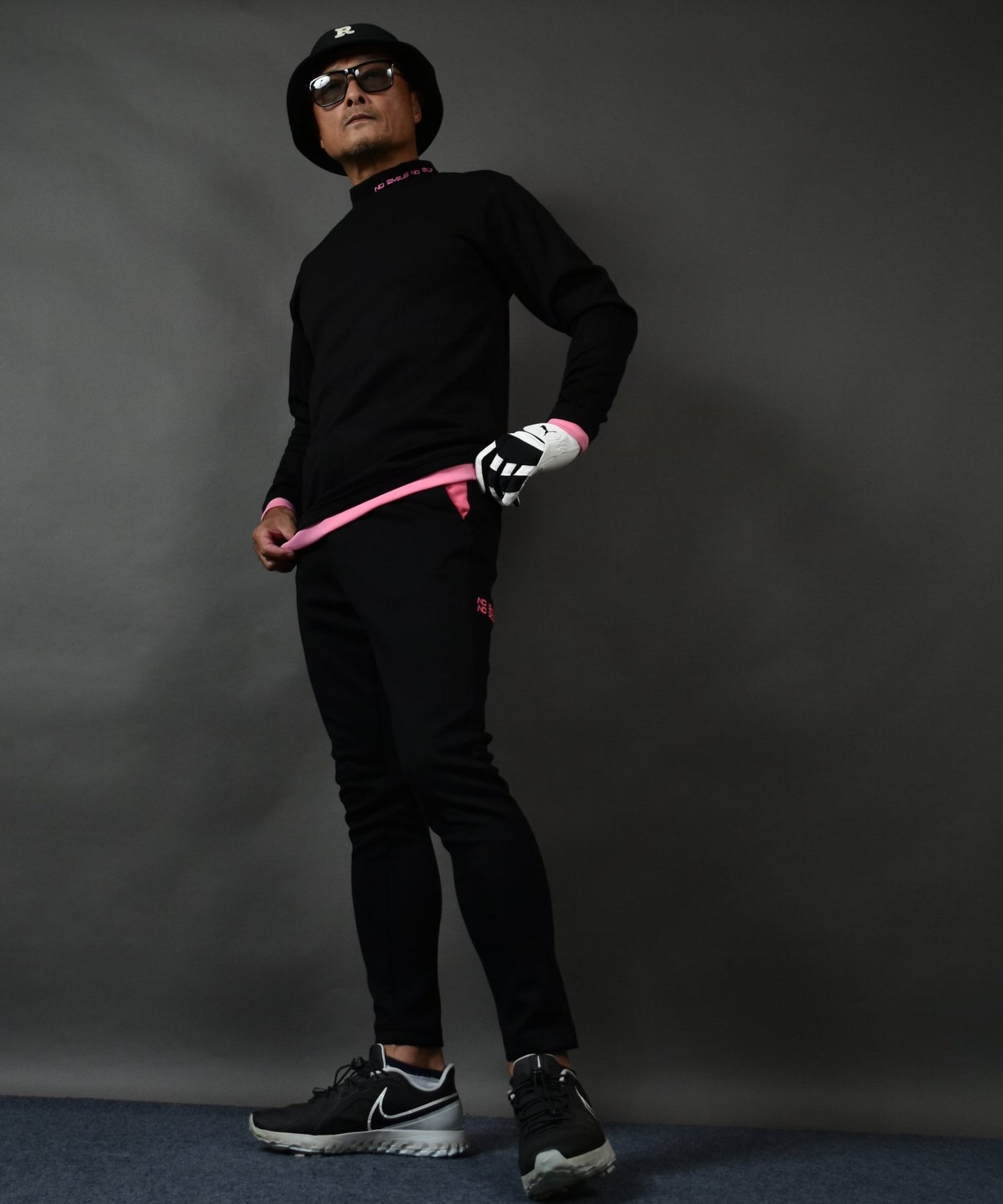 ポンチ素材 長袖モックネック&テーパードゴルフパンツ セットアップ(CG-SET4013E)